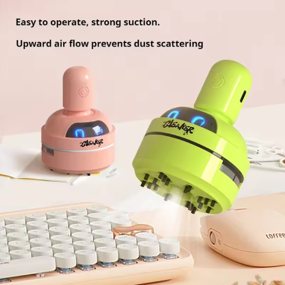 Cartoon Desktop Vacuum Cleaner For Eraser Shavings And Keyboard Dust Mini Portable Table Dust Sweeper (Random Color)