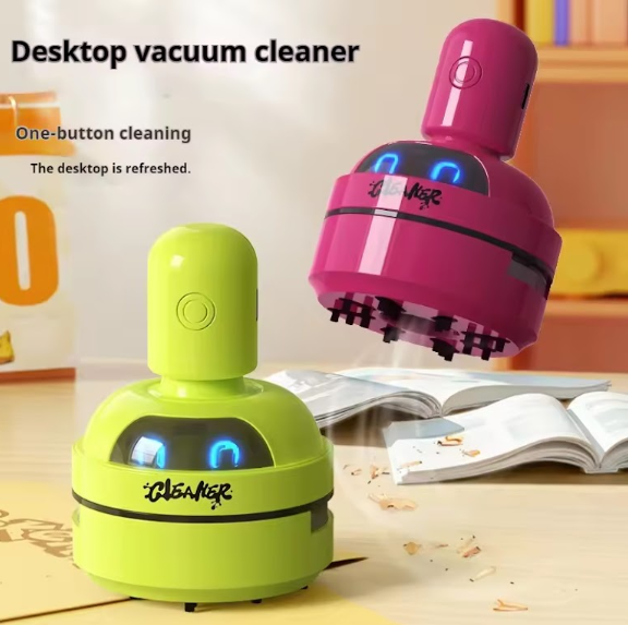 Cartoon Desktop Vacuum Cleaner For Eraser Shavings And Keyboard Dust Mini Portable Table Dust Sweeper (Random Color)