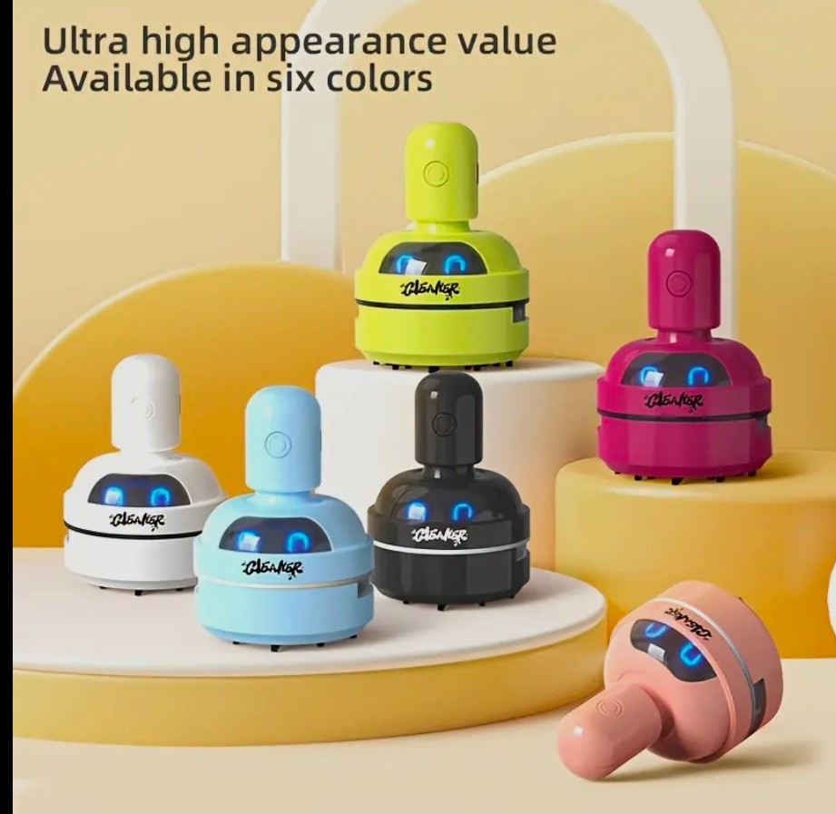 Cartoon Desktop Vacuum Cleaner For Eraser Shavings And Keyboard Dust Mini Portable Table Dust Sweeper (Random Color)
