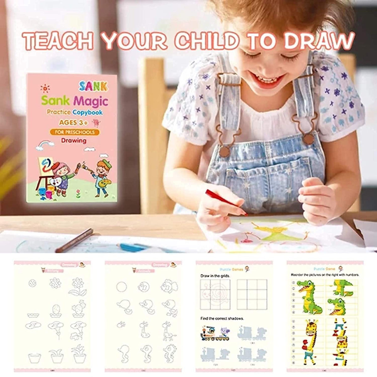 China Imported Sank Magic Book 4pcs With Refills & Pen | Kids Practice Book | Educational Tracking Books For Kids